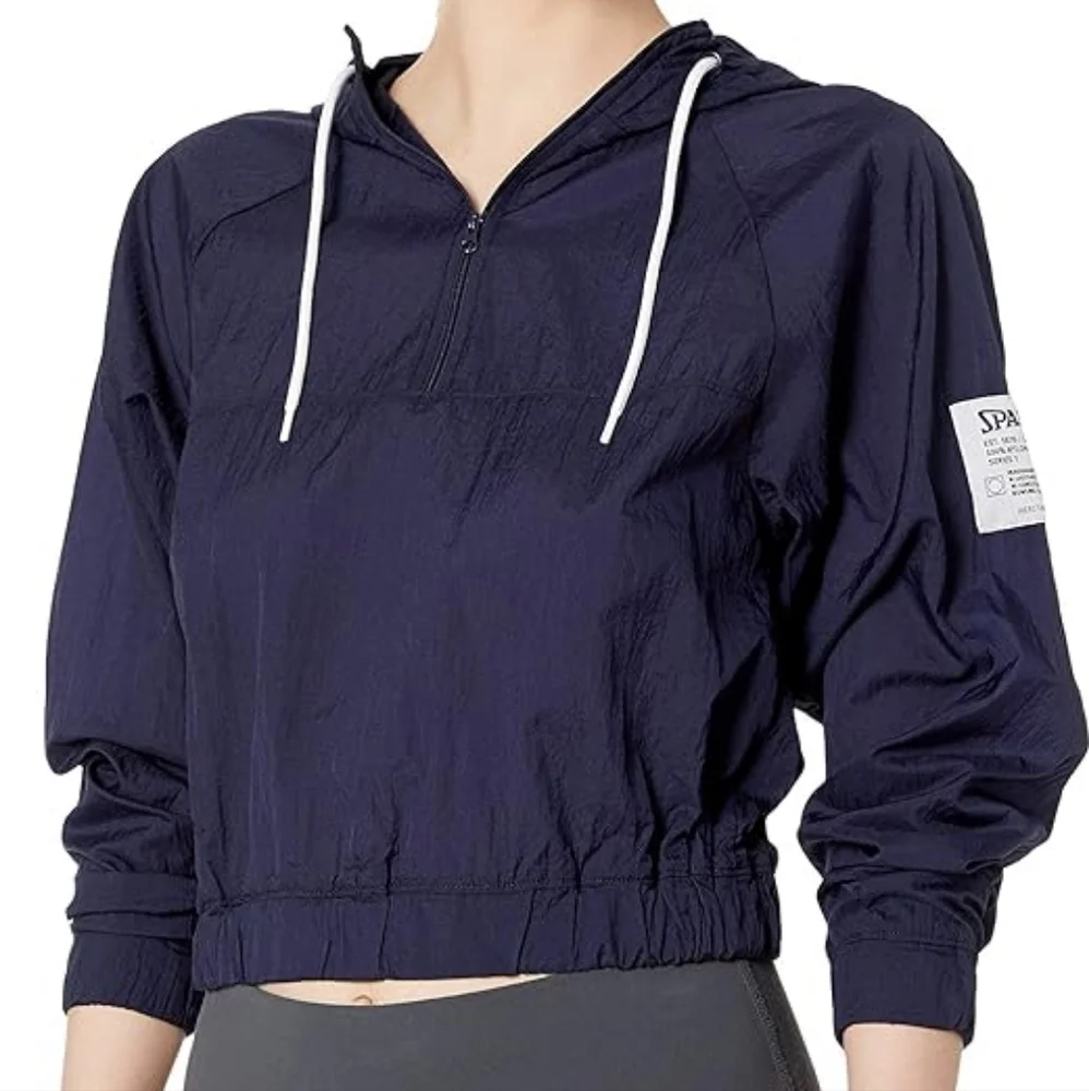 Spalding Women's Retro Popover Hoodie Sportswear Athleisure Navy Blue Size Large